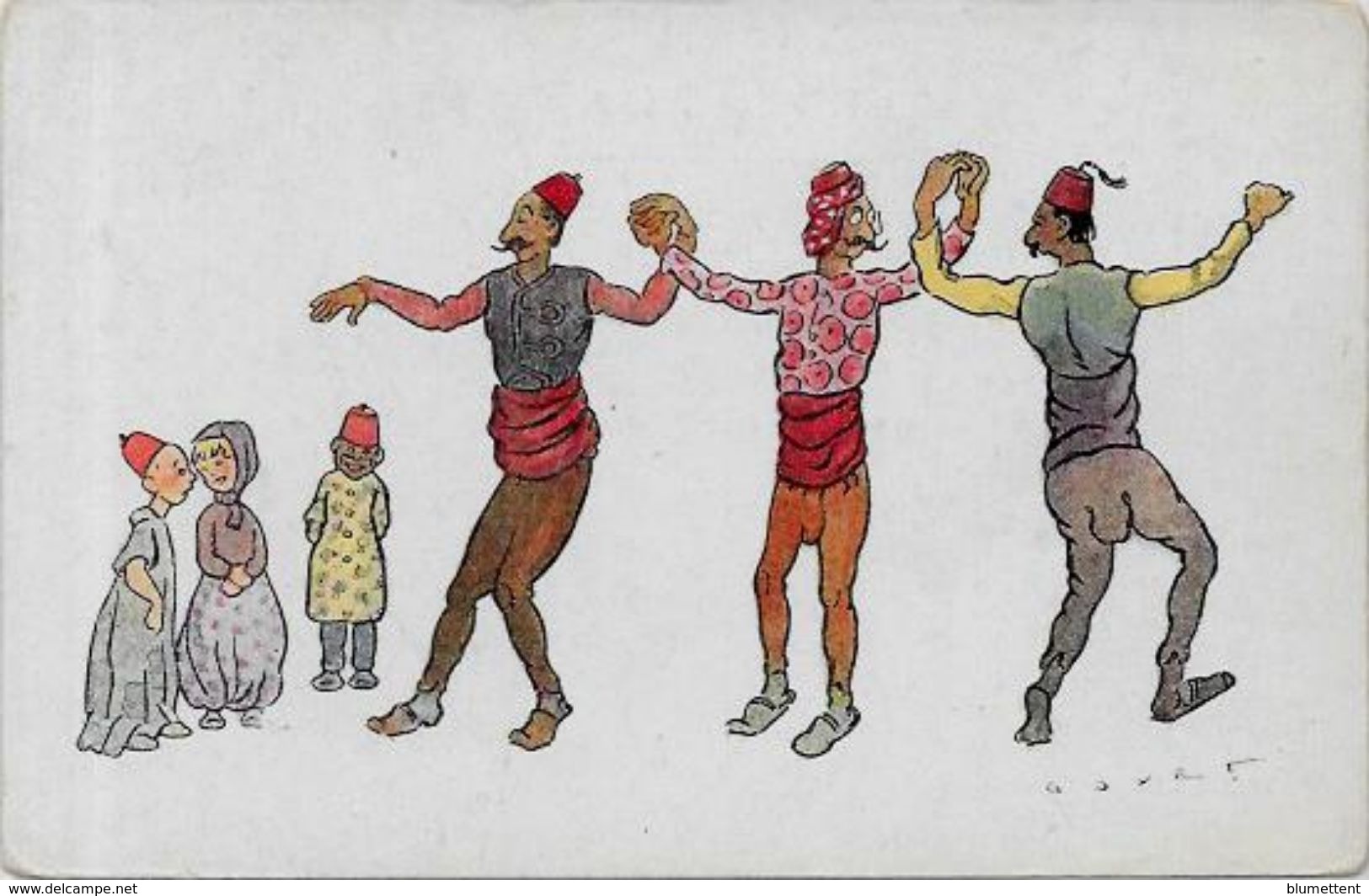 CPA Grèce Salonique Non Circulé Illustrateur Métier Type Turque Turquie Danse - Grecia