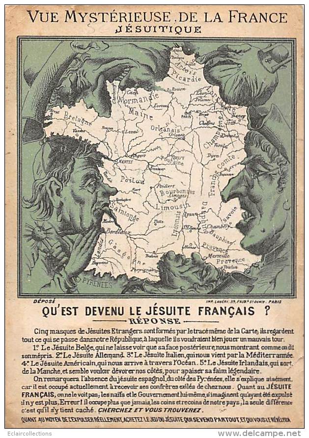 Religion   Vue Mystérieuse De La France  Jésuitique    Image 15x10 Plis (voir Scan) - Other & Unclassified