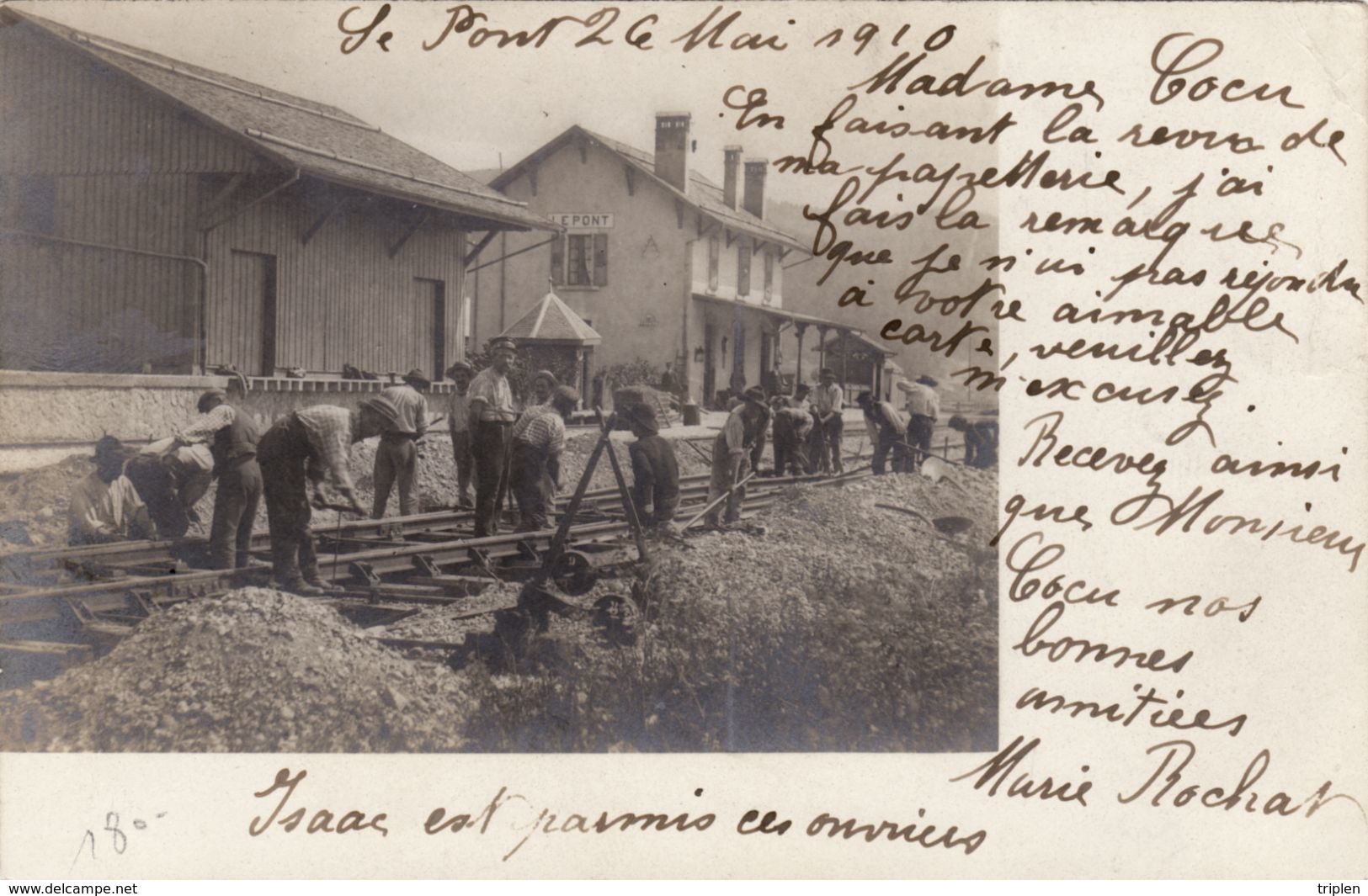 Le Pont 1910 - Travaux à La Gare - Carte Photo Rare - Sonstige & Ohne Zuordnung