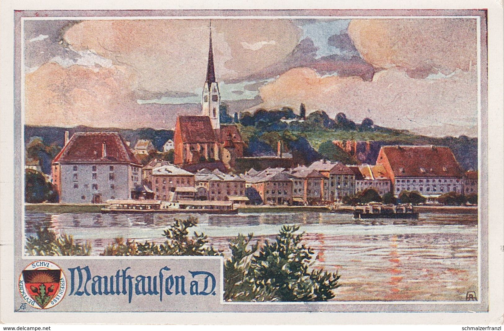 Litho Künstlerkarte AK Mauthausen Donau Bei Perg Enns Ennsdorf Linz Deutscher Schulverein Österreich Austria Autriche - Perg