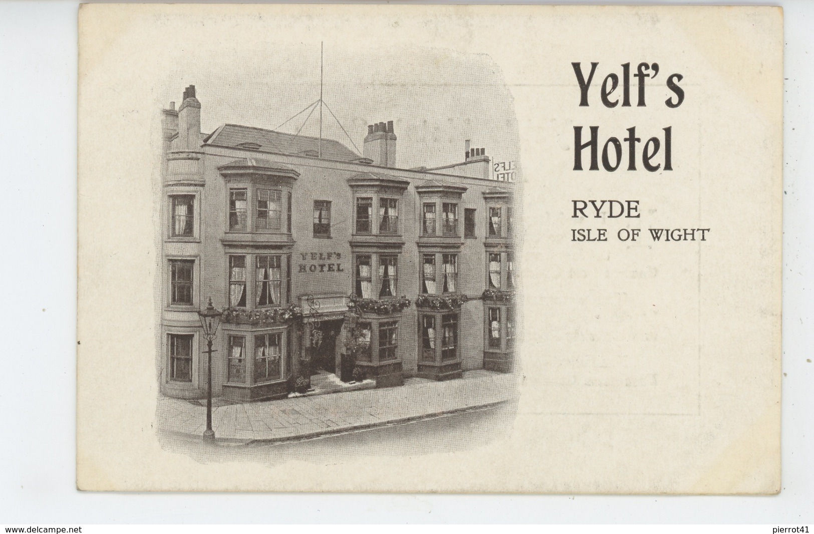 ROYAUME UNI - ENGLAND - ISLE OF WIGHT - RYDE - "YELF'S HOTEL " - Dépliant 2 Volets - Other & Unclassified