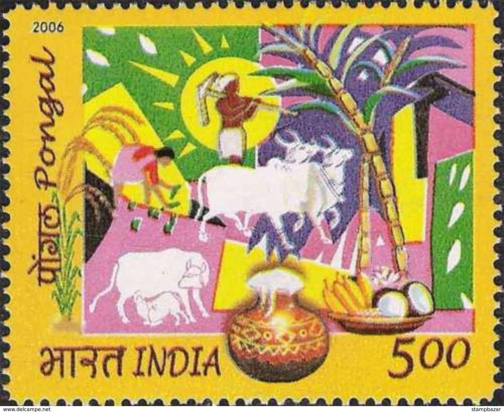 INDIA 2006 Pongal Tamil Harvest Festival Agriculture Farming Cattle Cow Farmer Stamp  MNH - Unused Stamps