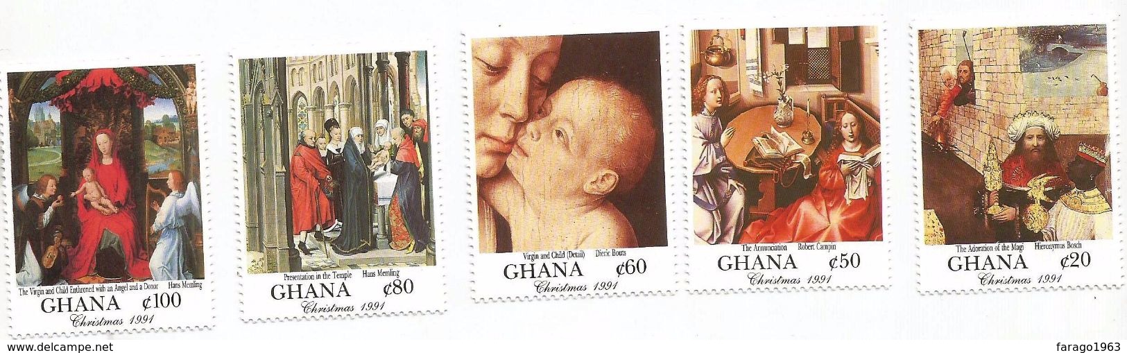 1991 Ghana Art Christmas Paintings Complete Set Of 8  MNH - Ghana (1957-...)