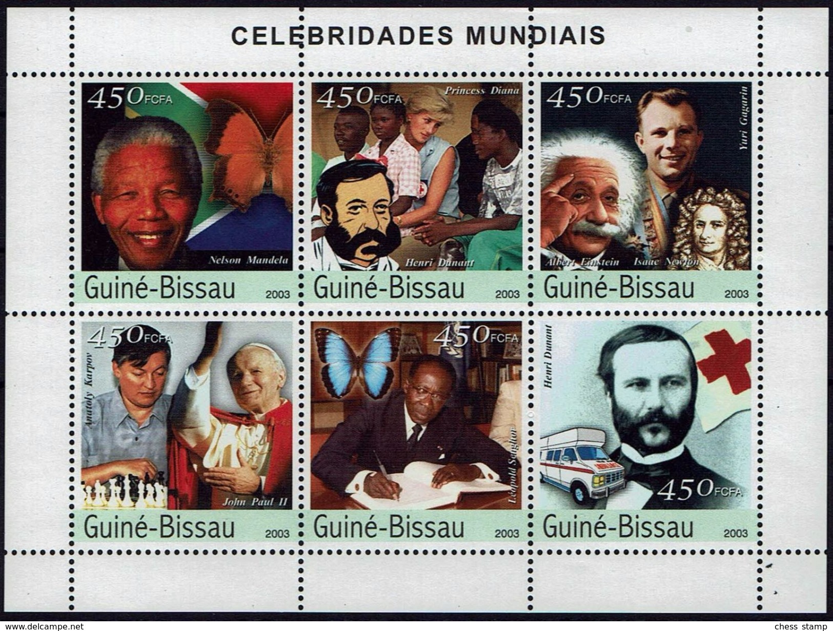 Schach Chess Ajedrez échecs - Guinea-Bissau  Guiné-Bissau 2003 - Karpov / Henri Dunant / Einstein ... - Schach