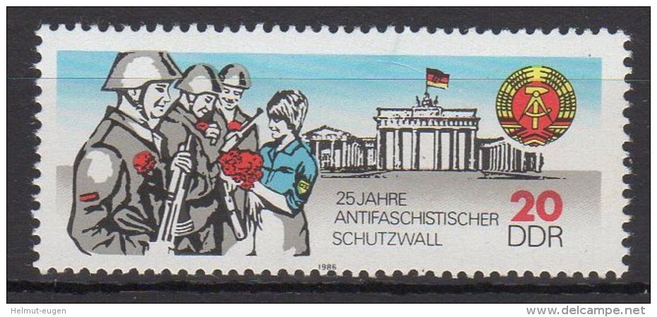 DDR / 25 Jahre Berliner Mauer ("Antifaschistischer Schutzwall") / MiNr.: 3037 - Unused Stamps