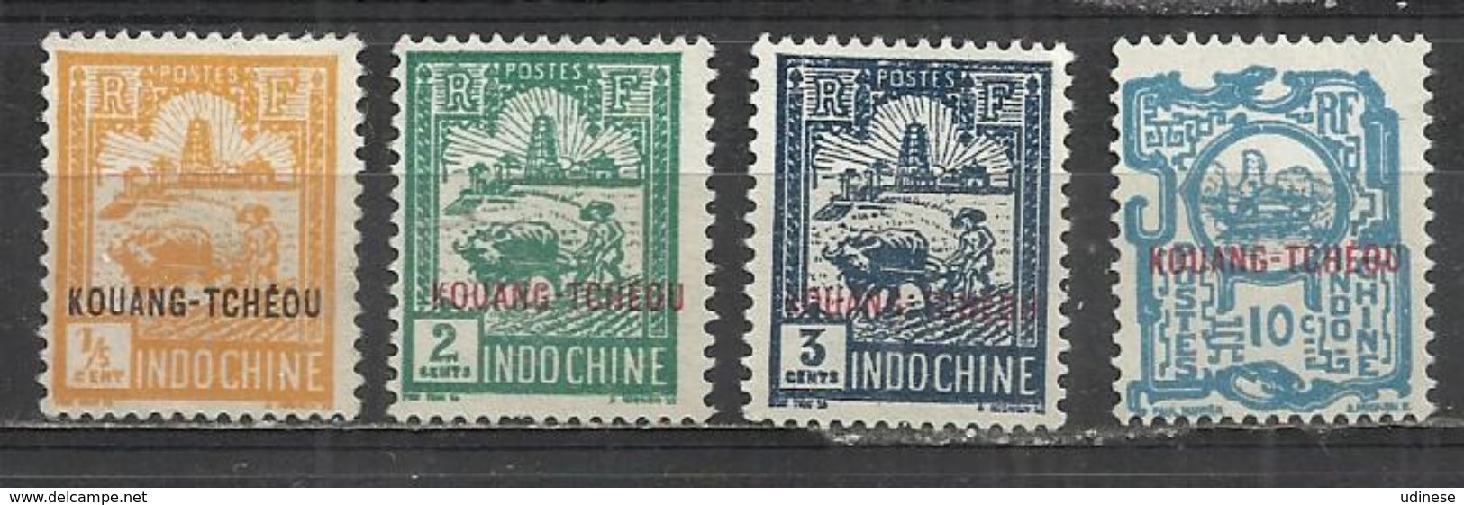 KOUANG-TCHEOU 1908 - LOT OF 4 DIFFERENT - UNUSED NO GUM - Nuevos