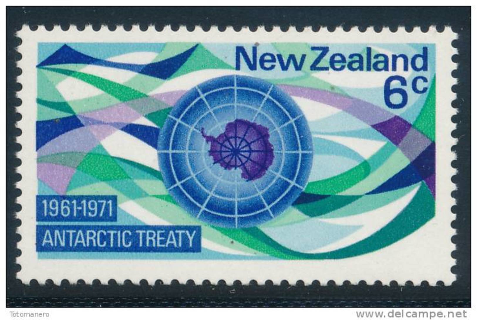 NEW ZEALAND 1971, 10th Anniv Of Antarctic Treaty, Set Of 1v** - Antarctisch Verdrag
