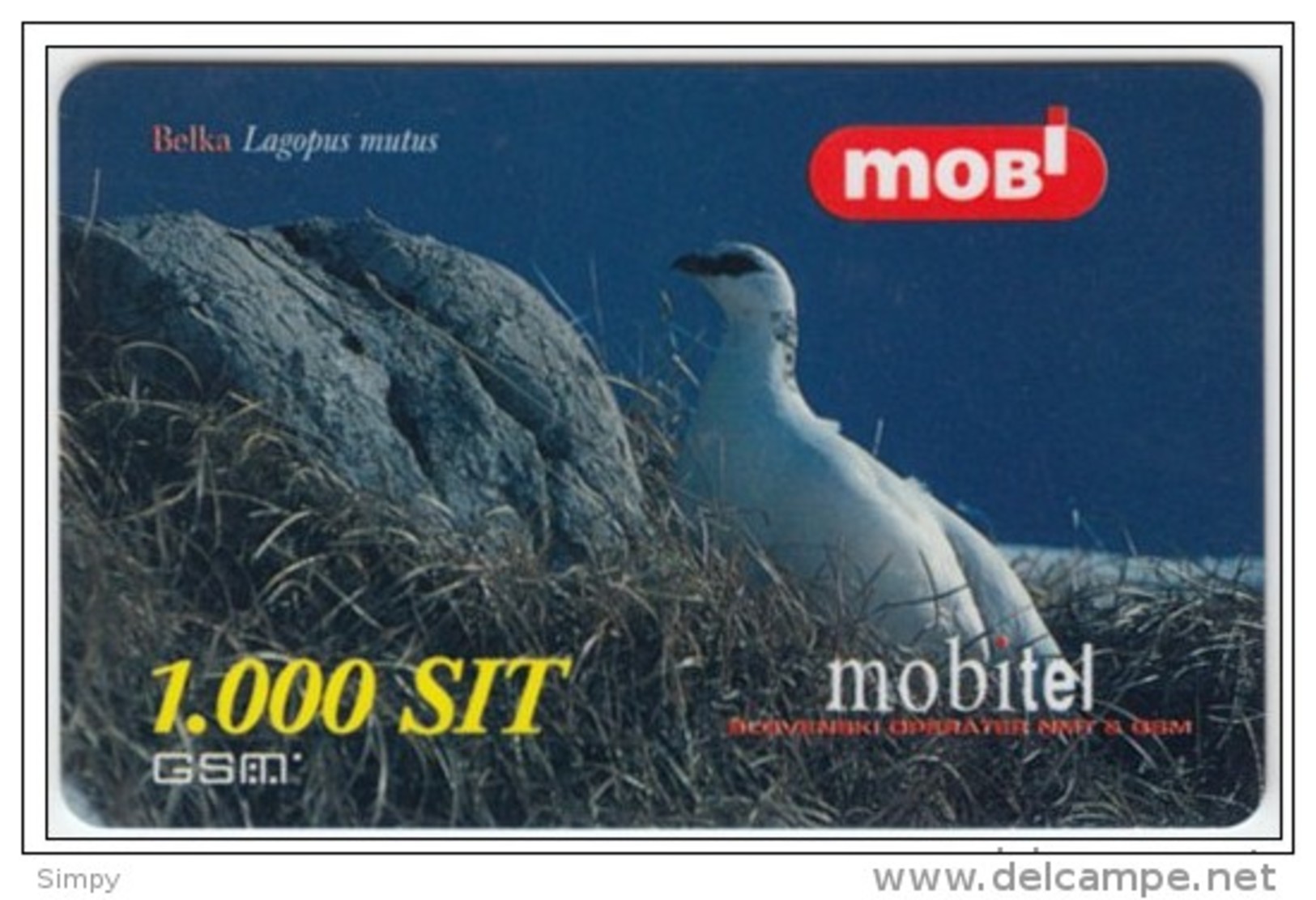 SLOVENIA Prepaid Phonecard Bird Rock Ptarmigan Belka Lagopus Mutus 31.1.2001 - Zangvogels