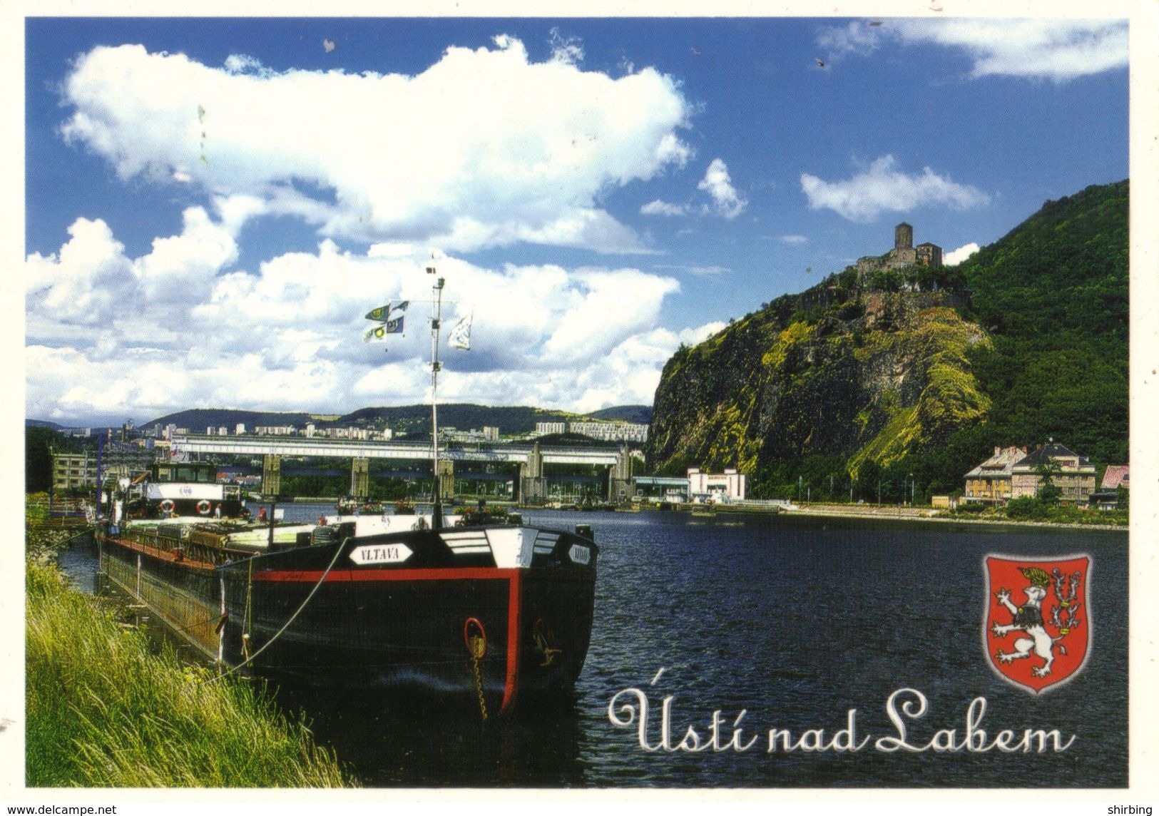 21E : Czech Republic Golden Cross Stamp Used On Usti Nad Labem Postcard - Lettres & Documents