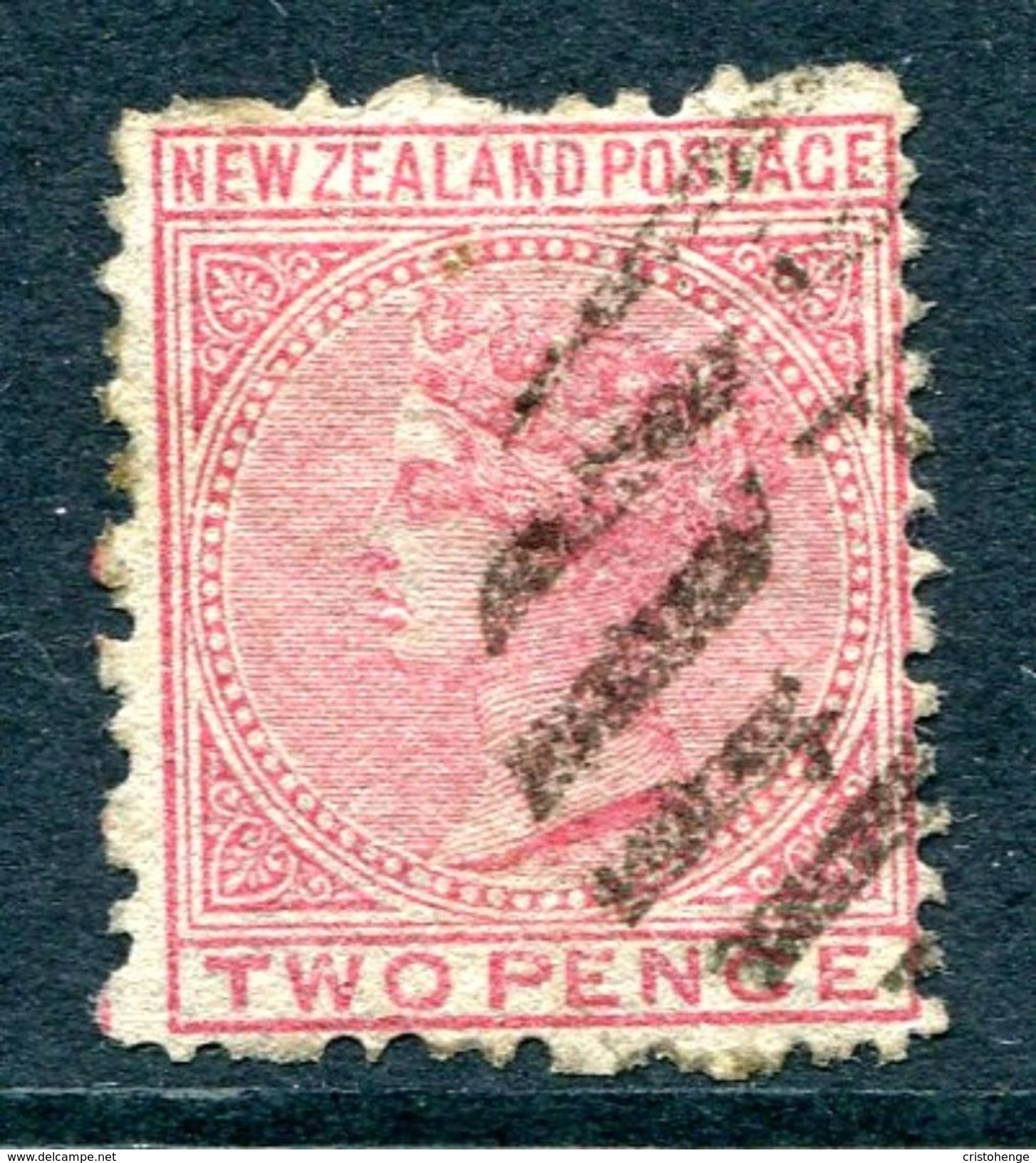 New Zealand 1875 QV First Sideface - 2d Rose - Wmk. Large Star - Used (SG 179) - Used Stamps