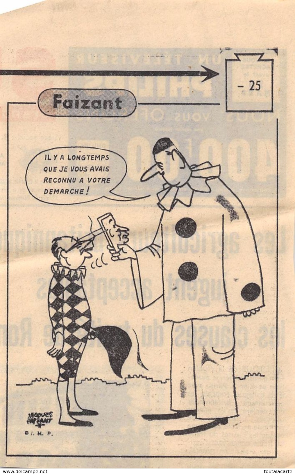 LOT DE 28 DESSINS HUMORISTIQUES DE JACQUES FAIZANT années 60 voir aussi mes cartes postales d’illustrateurs