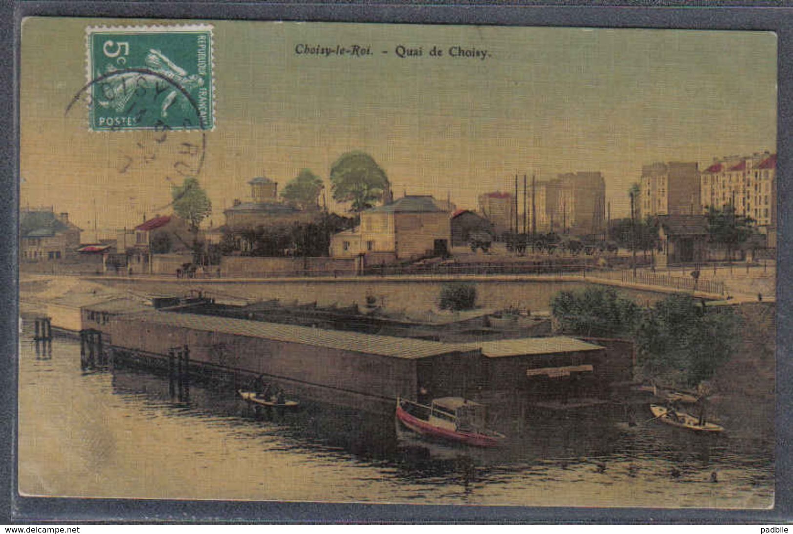 Carte Postale Toilée 94. Choisy-le-roi  Quai Choisy     Trés Beau Plan - Choisy Le Roi