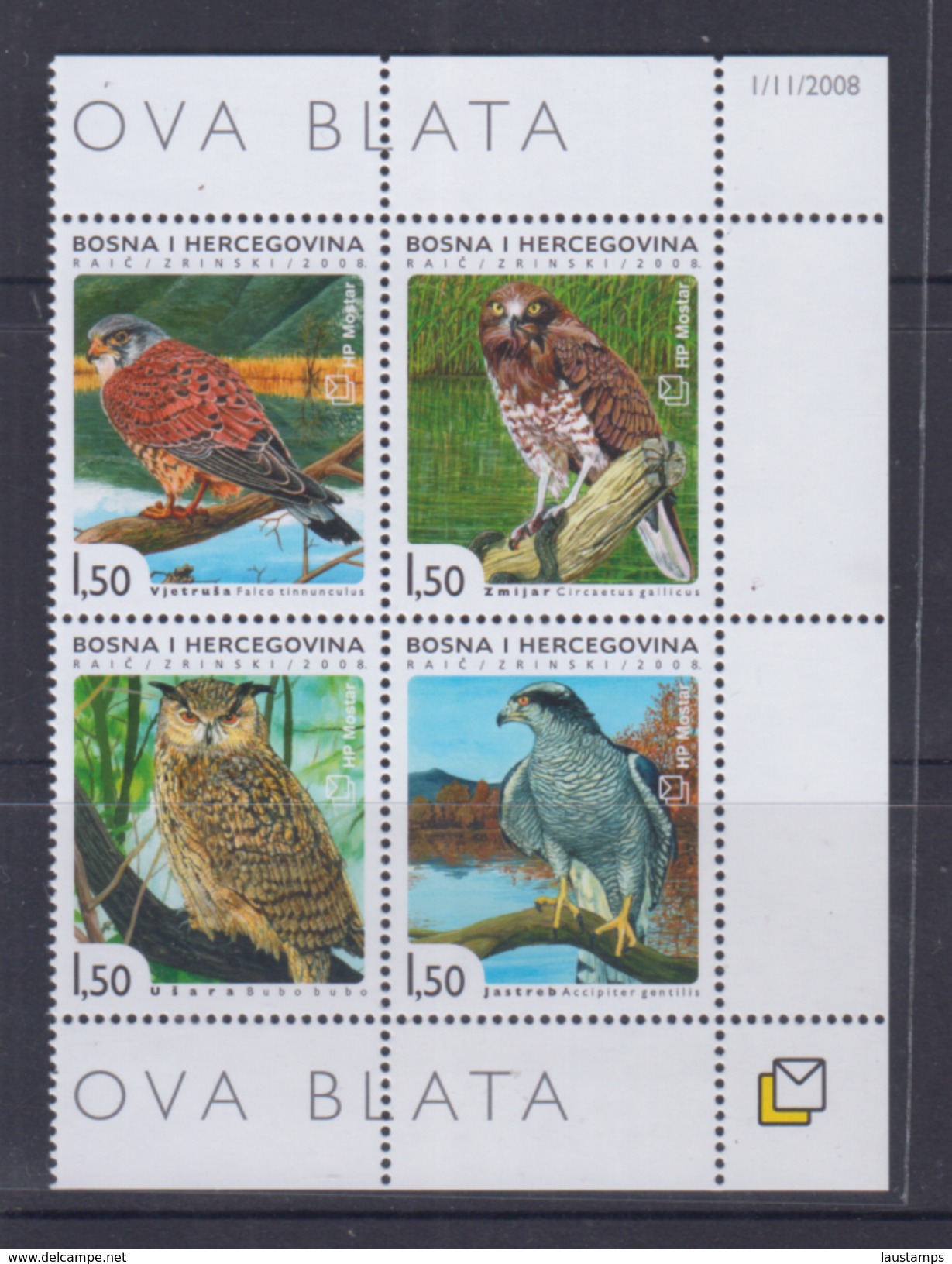 Bosnia And Hercegovina 2008 Birds Of Prey MNH - Otros & Sin Clasificación