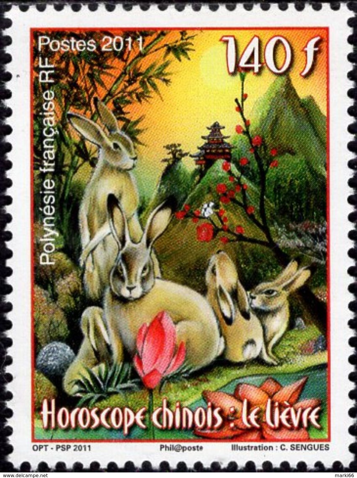 French Polynesia - 2010 - Chinese New Year Of The Rabbit - Mint Stamp With Varnish - Neufs