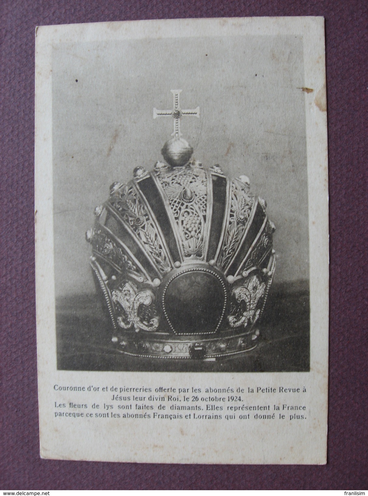 CPA Couronne D'Or Et Pierreries Offerte Par Les Abonnées De La Petite Revue à JESUS Divin Roi En 1924 JOAILLERIE RARE - Autres & Non Classés