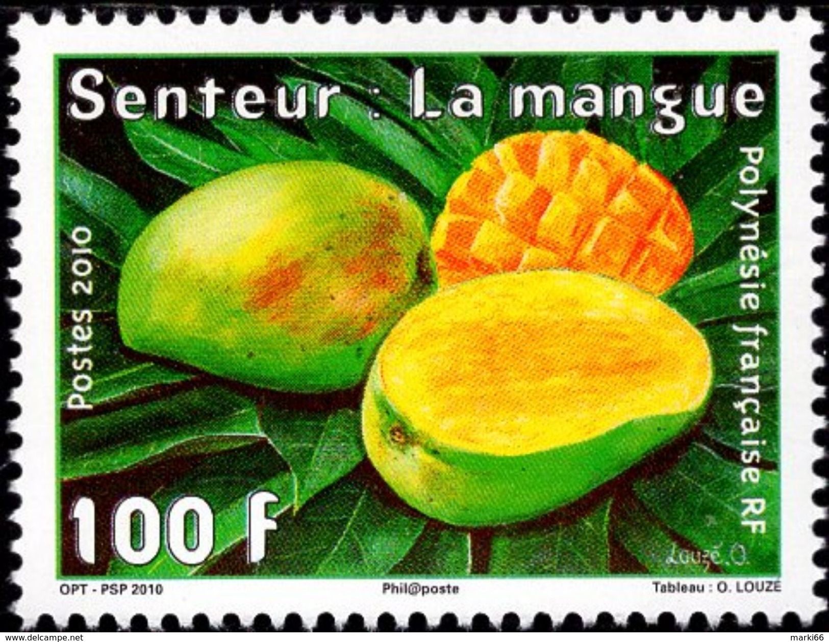 French Polynesia - 2010 - Fruits - Mango - Mint Stamp With Scent Of Mango - Neufs