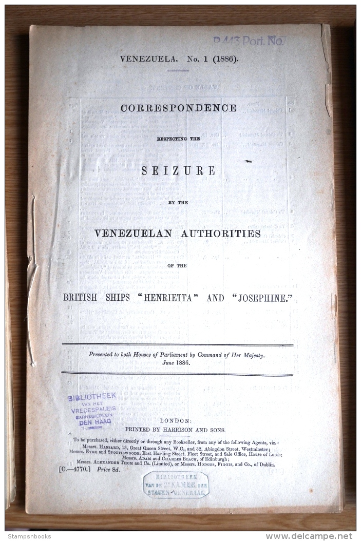 1886 HMSO Government Parliament Report British Shipe HENRIETTA, JOSEPHINE, Venezuela 56 Pages - Historical Documents