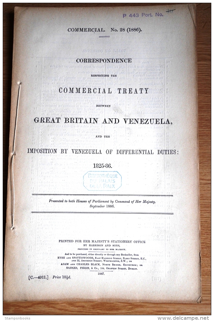 1887 HMSO British Government Parliament Report Venezuela Commercial Treaty 79 Pages - Historical Documents