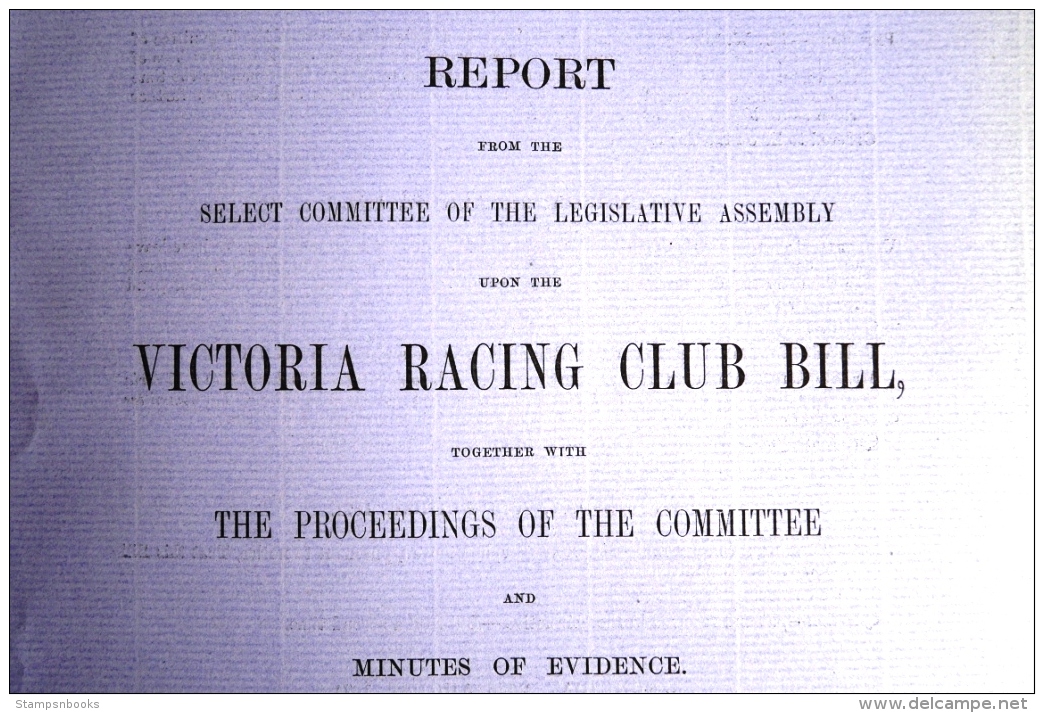 1871 Australia Victoria Racing Club Melbourne Horses Report (9 Pages) - Historical Documents