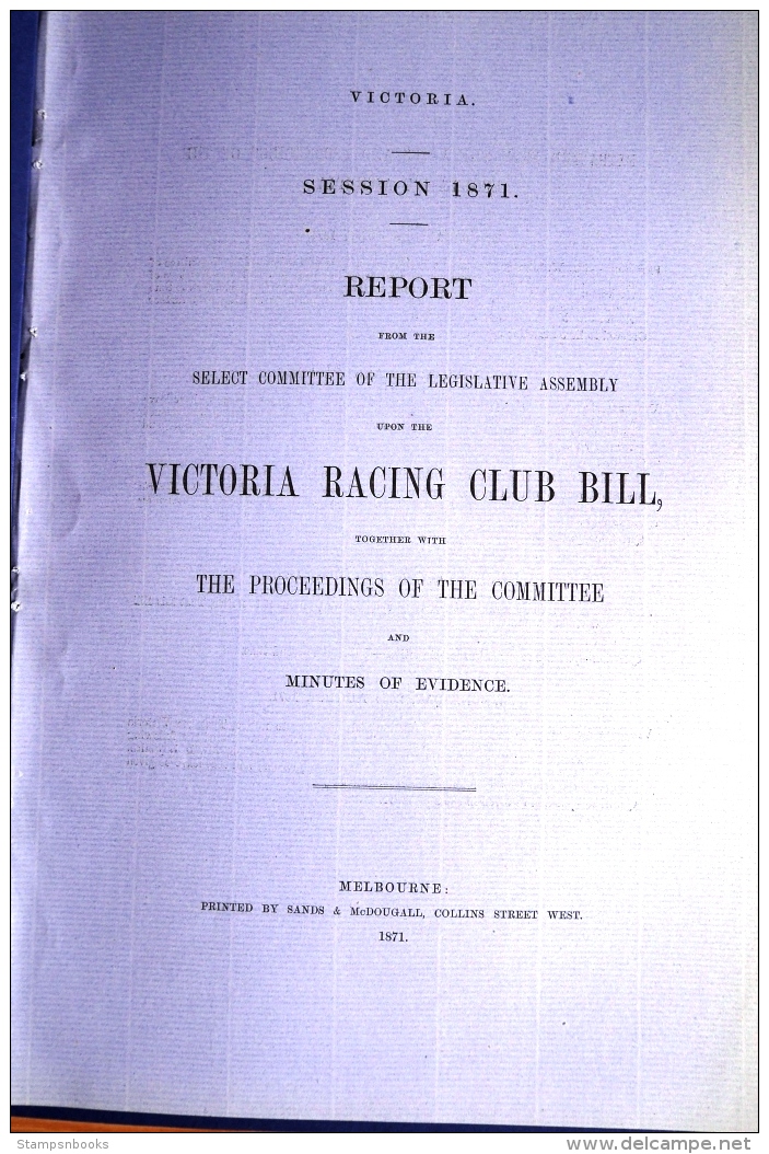 1871 Australia Victoria Racing Club Melbourne Horses Report (9 Pages) - Historical Documents