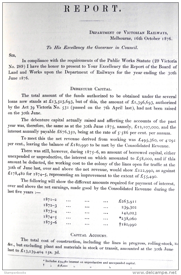 1876 Australia Victoria Victorian Railways Train Report (39 Pages) - Historical Documents