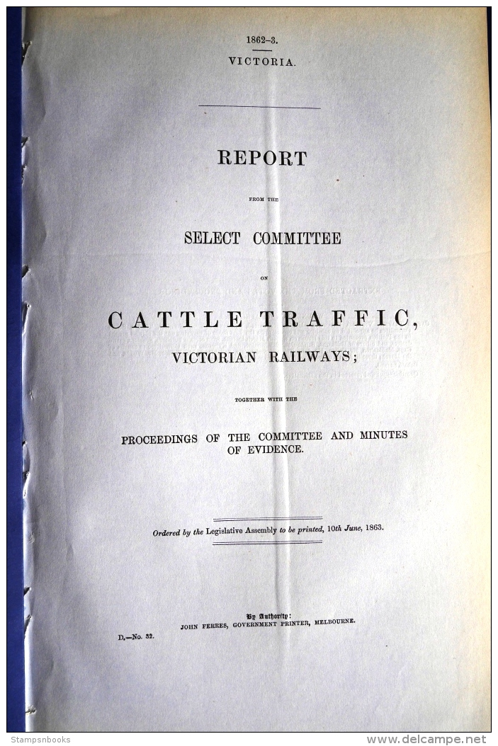 1863 Australia Victoria, Cattle Traffic, Victorian Railways Train Report (19 Pages) - Historische Dokumente