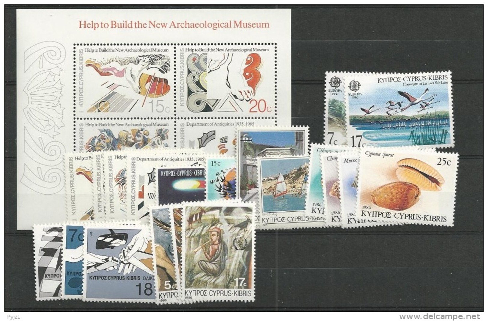 1986 MNH Cyprus, Year Complete, Postfris - Ungebraucht