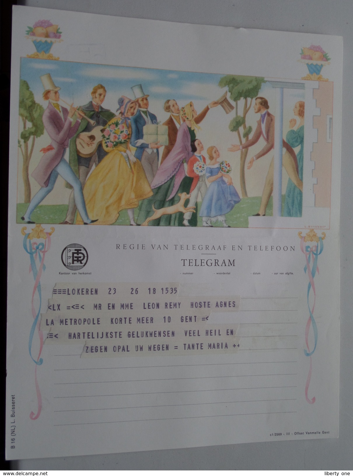 TELEGRAM Voor Remy Hoste / Verzonden 1965 Te GENT / Belgique - Belgium ( Regie Van Telegrafie En Telefonie - R.T.T. ) ! - Mariage