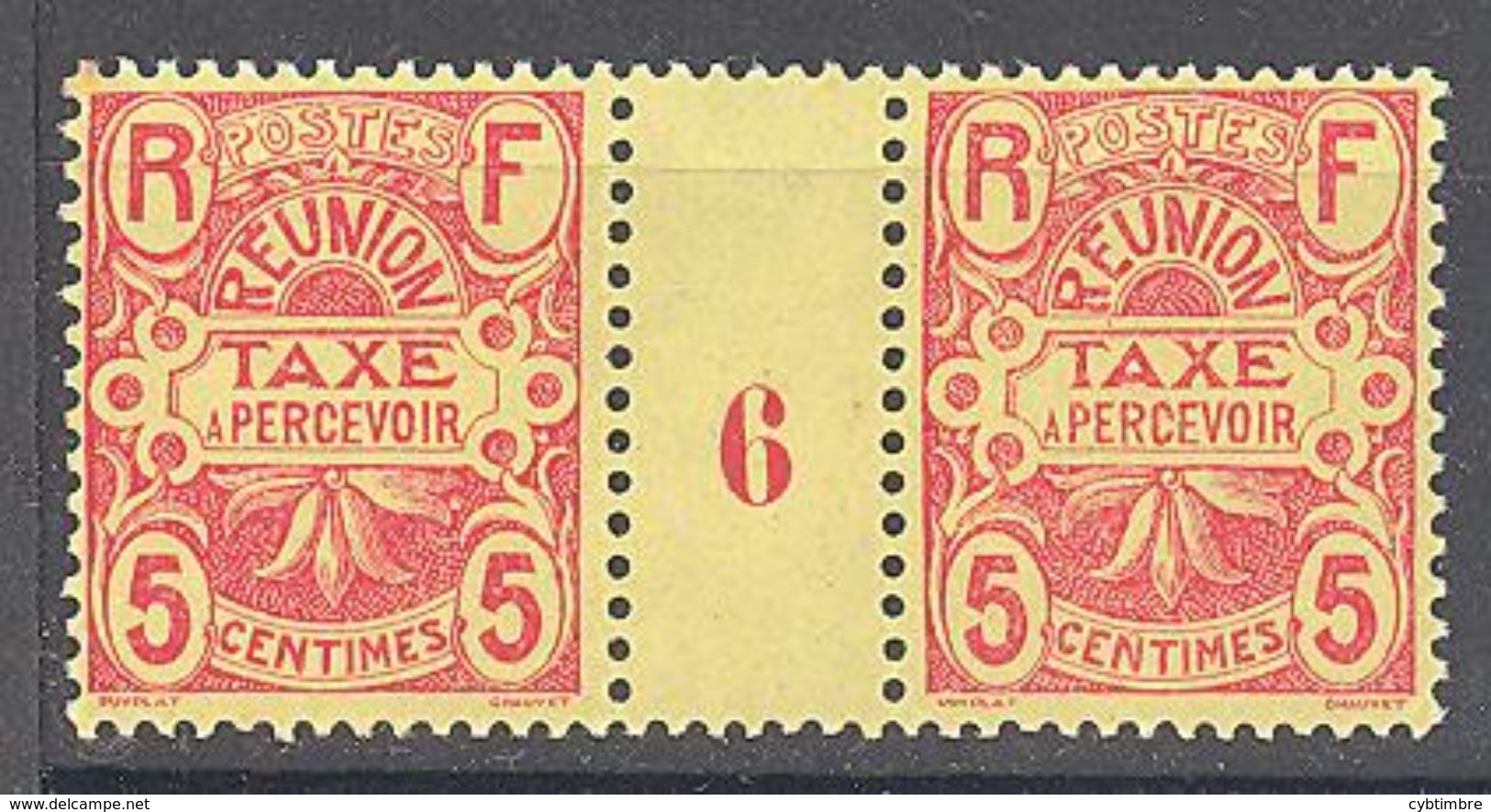 Reunion: Yvert Taxe N° 6**; MNH: Millésime 6 Cote 16&euro; - Portomarken