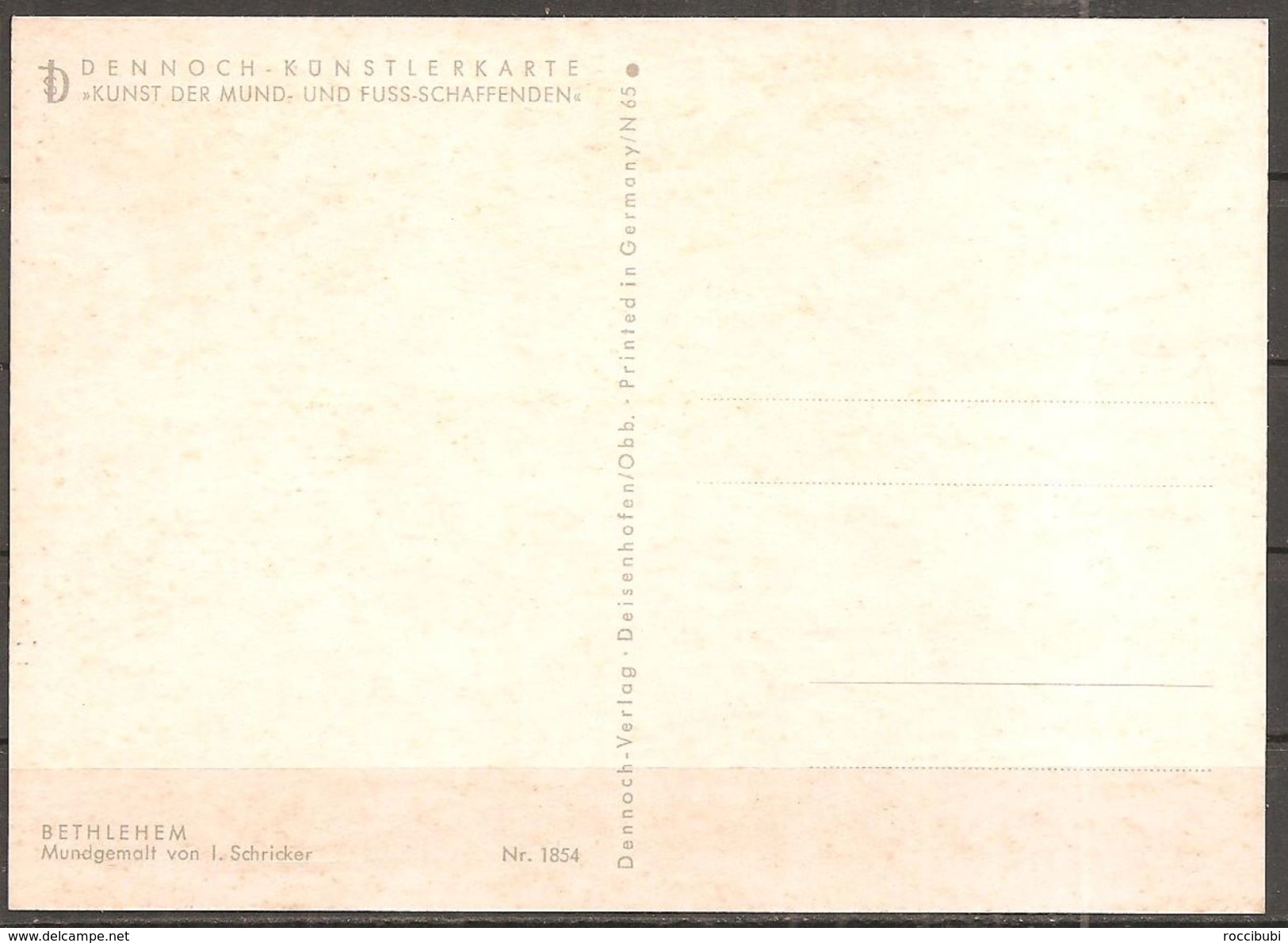 Bethlehem, Mundgemalt Von I. Schricker, Nr.1854 - Contemporain (à Partir De 1950)