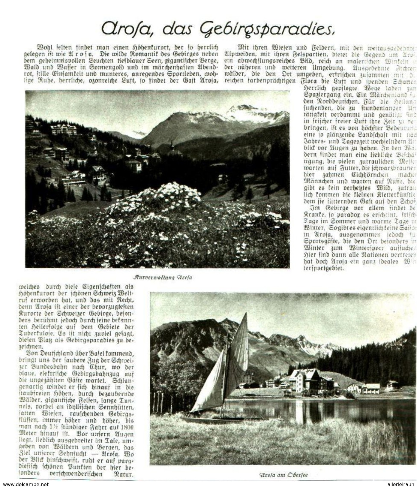 Arosa, Das Gebirgsparadies  / Artikel , Entnommen Aus Zeitschrift/1928 - Altri & Non Classificati