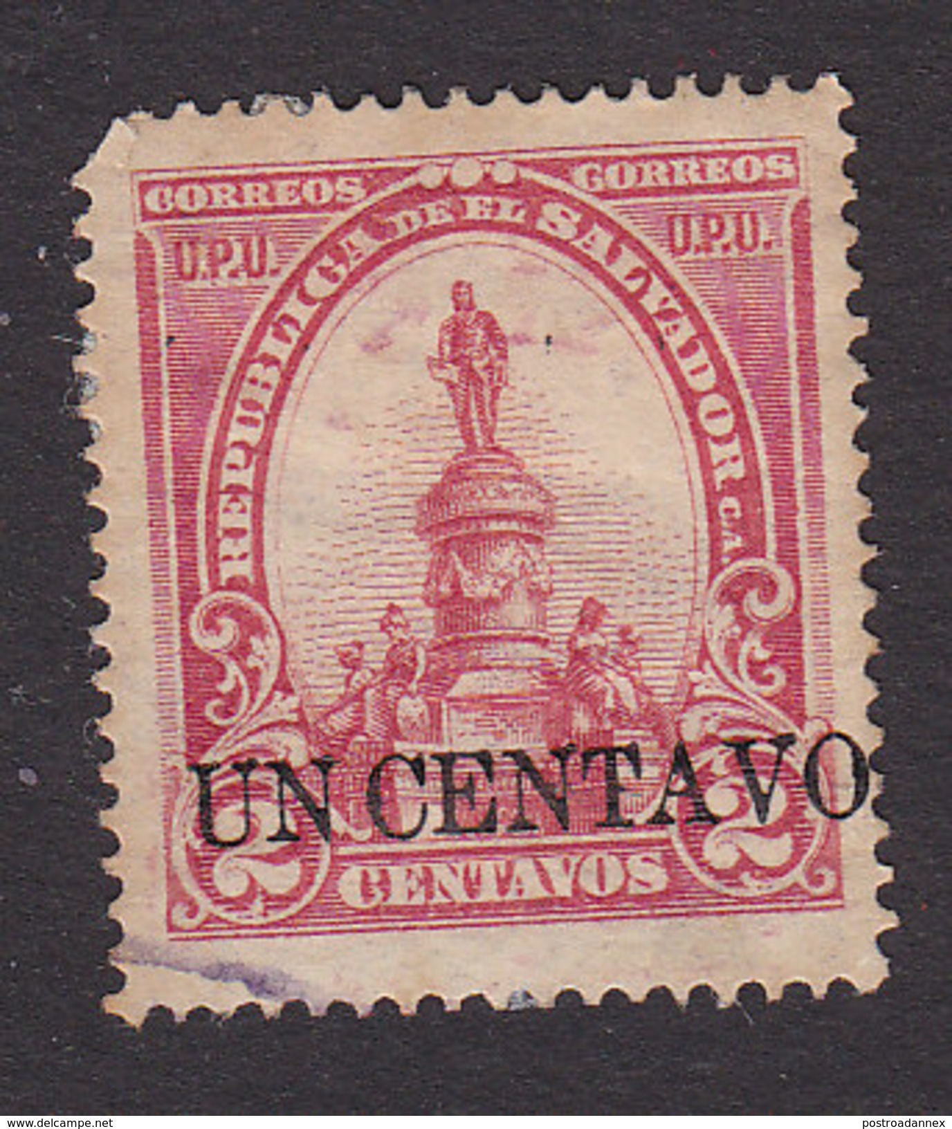 El Salvador, Scott #312, Used, Morazan Monument Surcharged, Issued 1905 - El Salvador