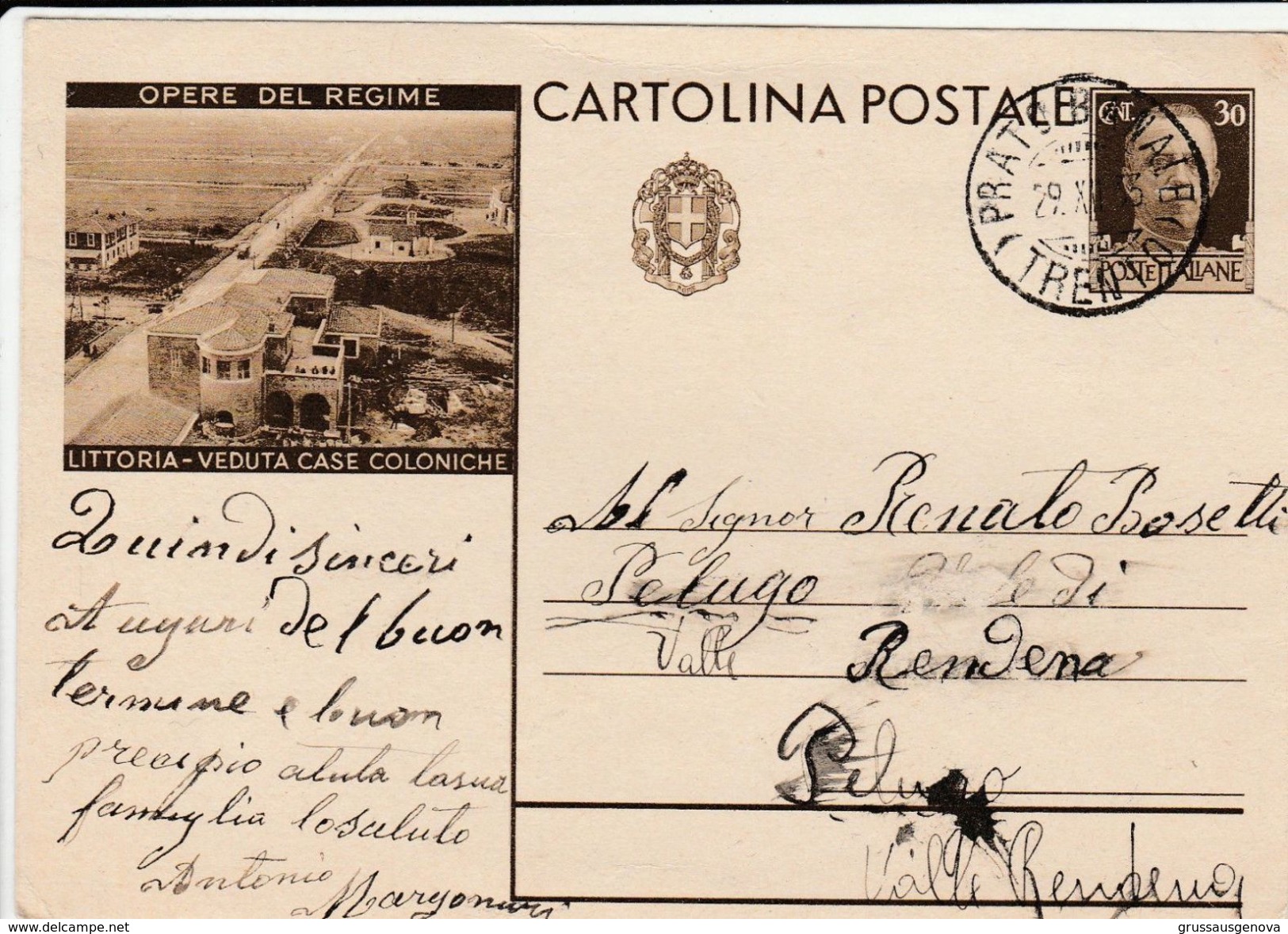 12874) INTERO POSTALE REGNO OPERE DEL REGIME LITTORIA ( ORA LATINA) VEDUTE CASE COLONICHE 1933 - Latina