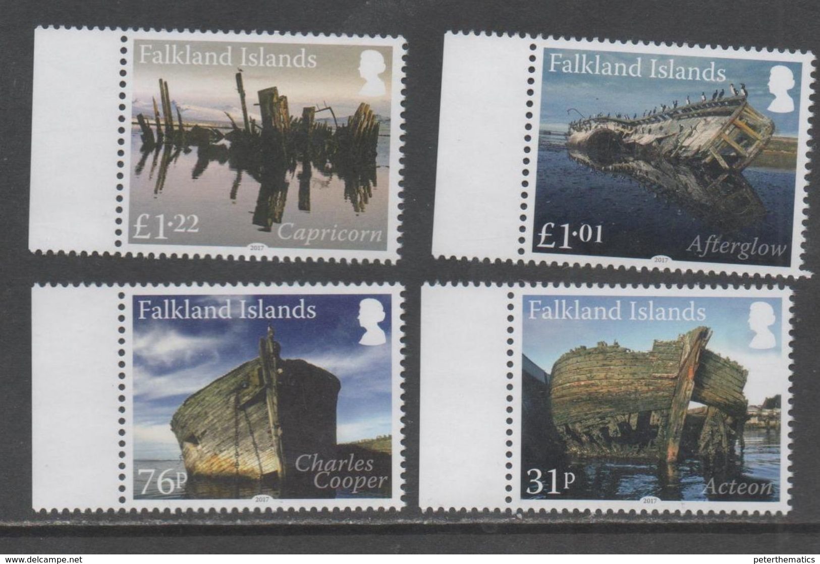 FALKLAND ISLANDS ,2017, MNH, SHIPS, SHIPWRECKS, 4v - Barche