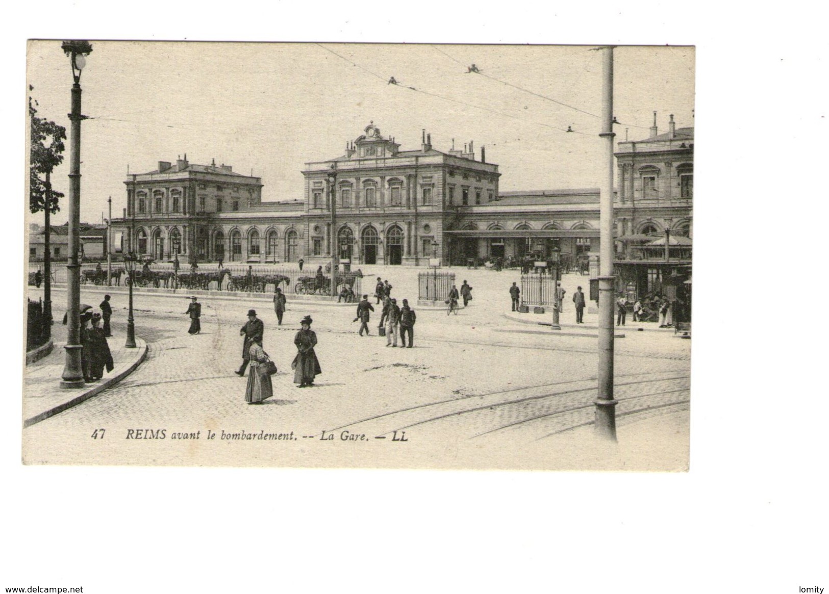 51 Reims La Gare Cpa Animée Avant Le Bombardement - Reims