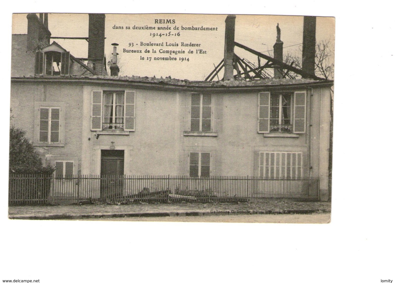 51 Reims Bombardement 93 Boulevard Louis Roederer Bureaux Compagnie De L 'est 17 Novembre 1914 - Reims