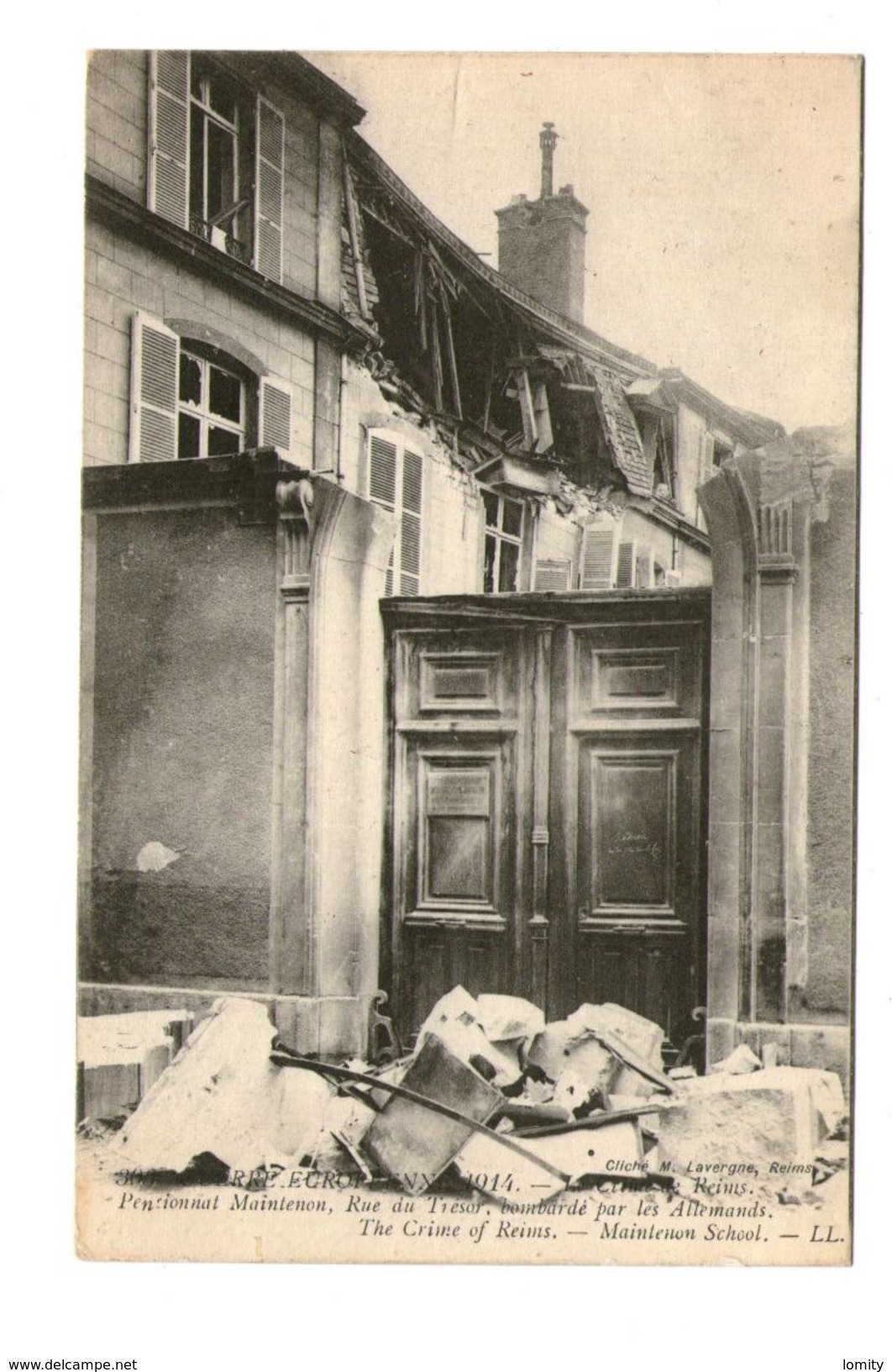 51 Reims Bombardement Rue Du Trésor Pensionnat Maintenon Bombardé Par Les Allemands Correspondance 1914 - Reims