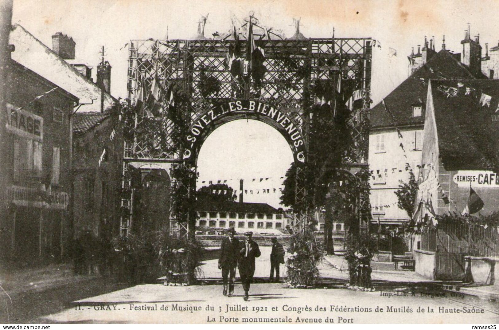 (H S) CPA Gray  Festival De Musique 1921 Porte Monumentale Du Port  (bon Etat) - Gray