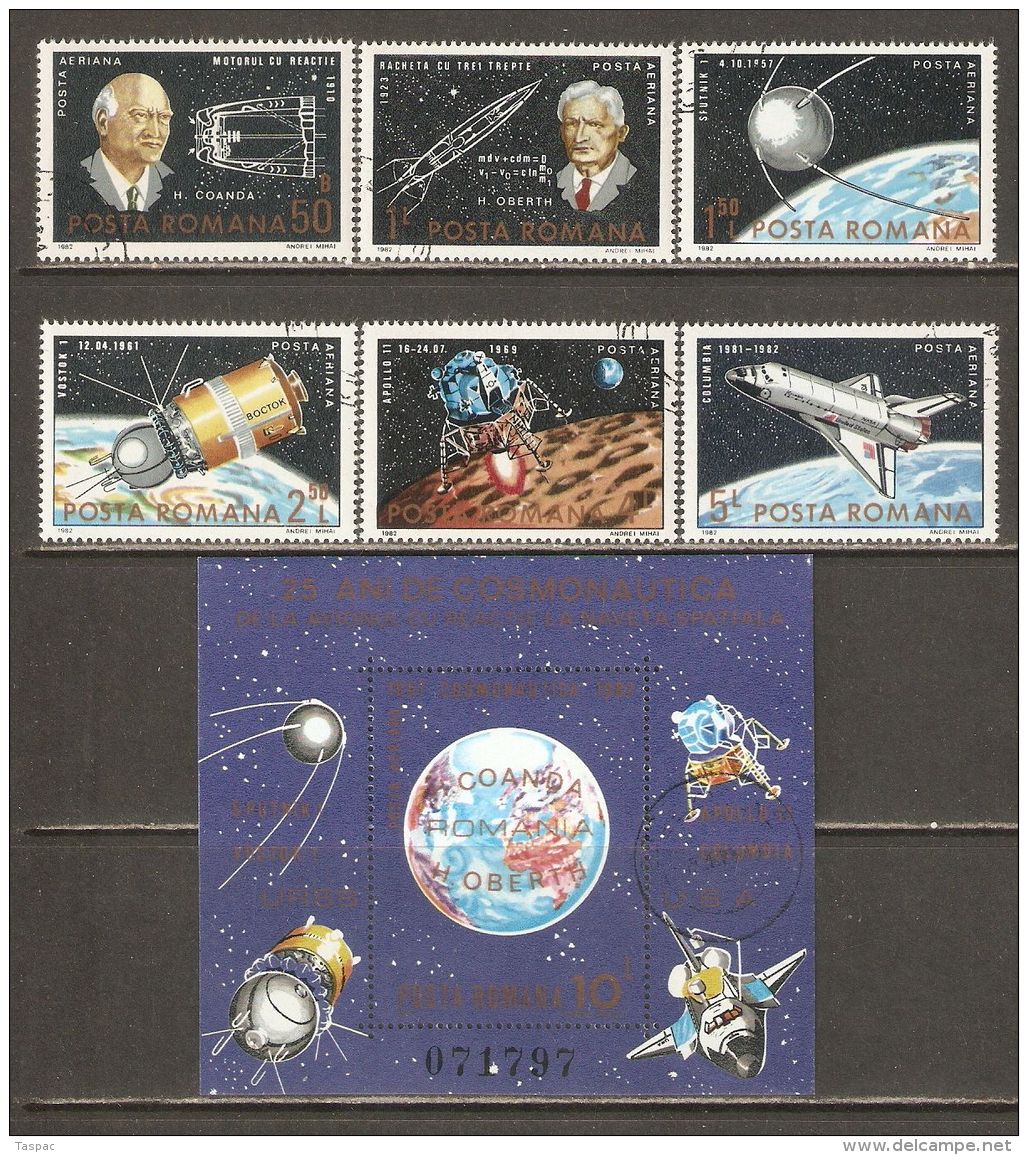 Romania 1983 Mi# 3933-3938, Block 192 Used - 25th Anniv. Of Space Flight - Europe