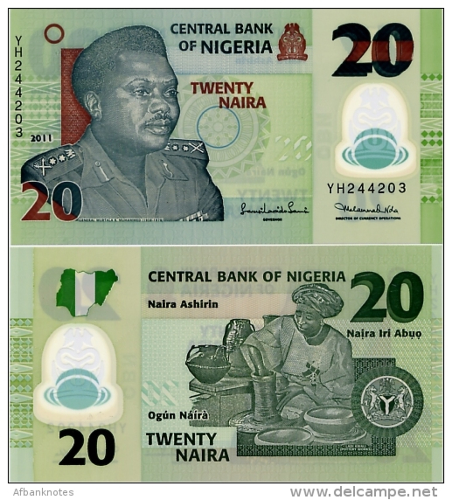 NIGERIA       20 Naira       P-34g       2011       UNC - Nigeria