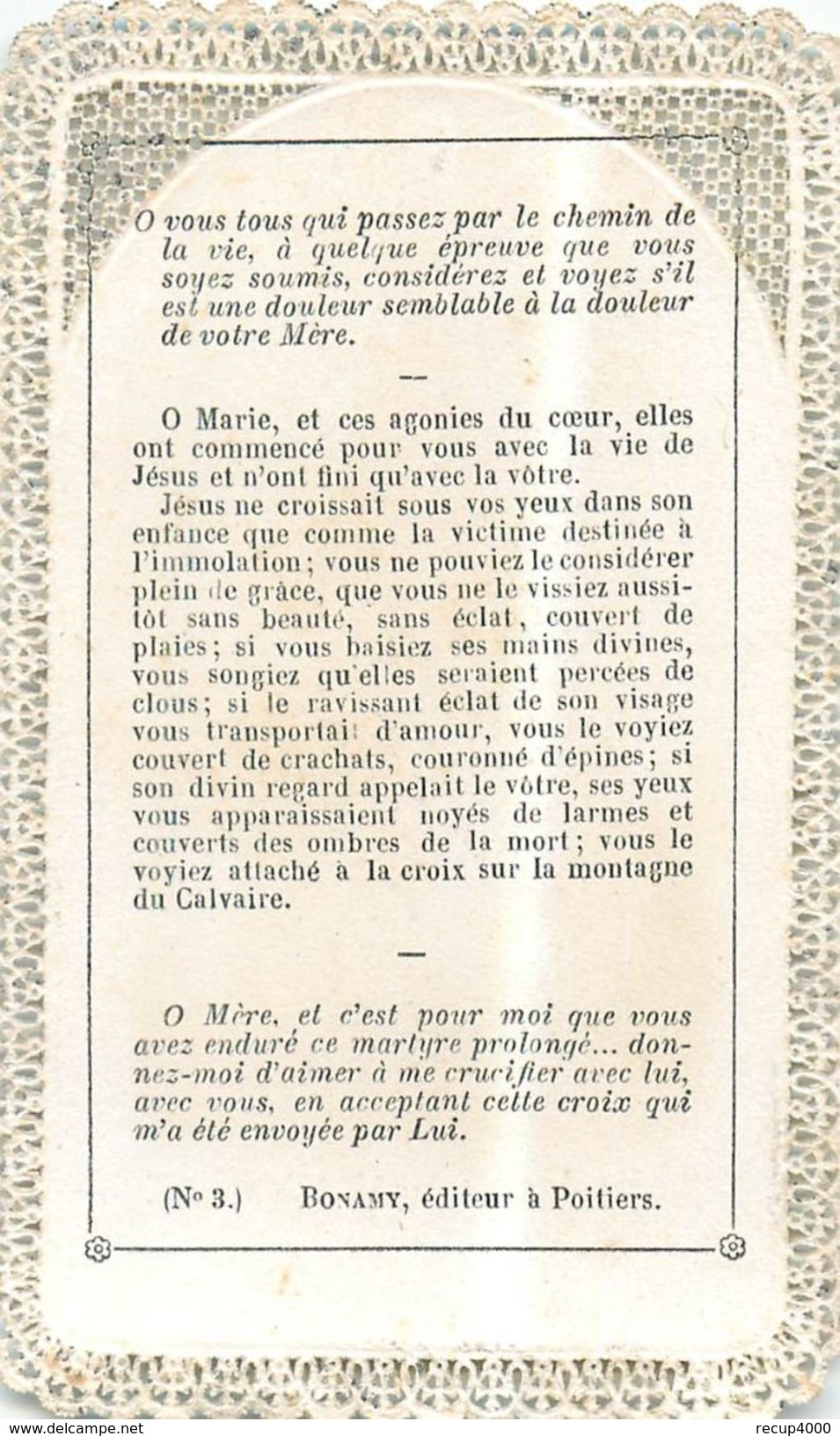 IMAGE Pieuse Par Bonamy Poitiers Canivet Méca. 2scans - Images Religieuses