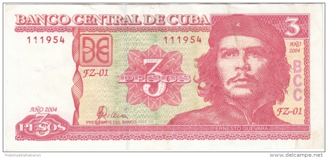 2004-BK-128 CUBA 2004 3$ ERNESTO CHE GUEVARA. REEMPLAZO REPLACEMENT FZ RARE. - Cuba