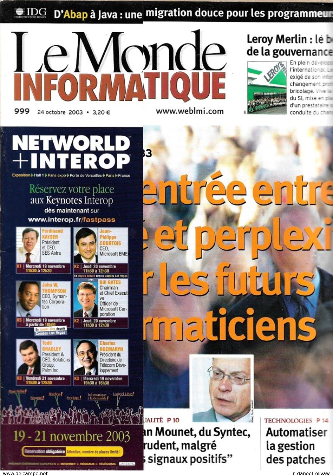 Le Monde Informatique N° 999 - 24 Octobre 2003 (TBE) - Informatik