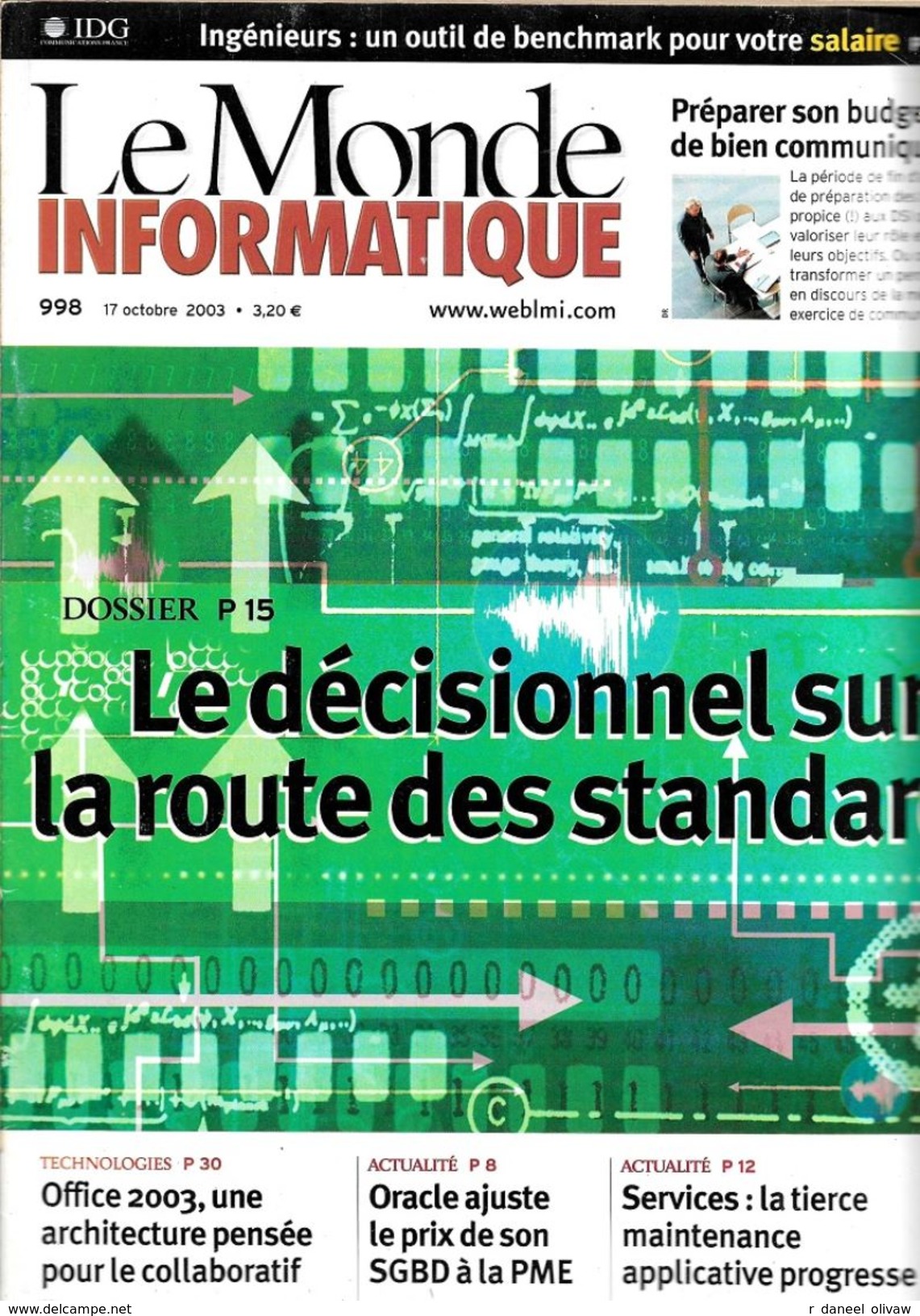 Le Monde Informatique N° 998 - 17 Octobre 2003 (TBE) - Informatique