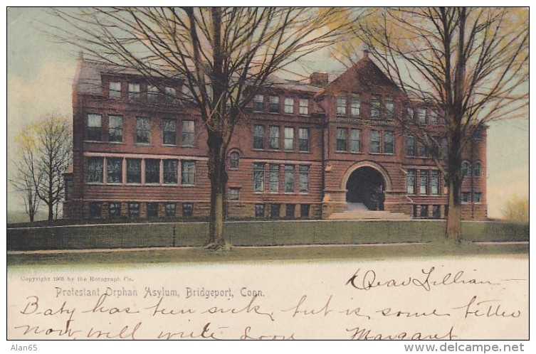 Bridgeport Connecticut, Protestant Orphan Asylum Religious Orphange, C1900s Vintage Postcard - Bridgeport