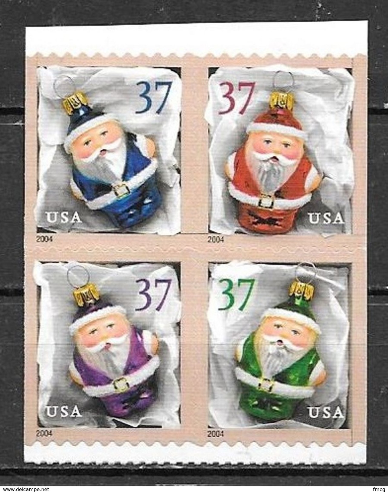 2004 37 Cents Booklet Block Of 4 Different, Christmas, Self Adhesive - Unused Stamps