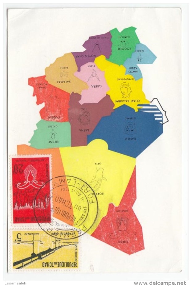 TDMX001 Chad 1961 Maximum Card Map /  Symbols Aanimals - Tsjaad (1960-...)