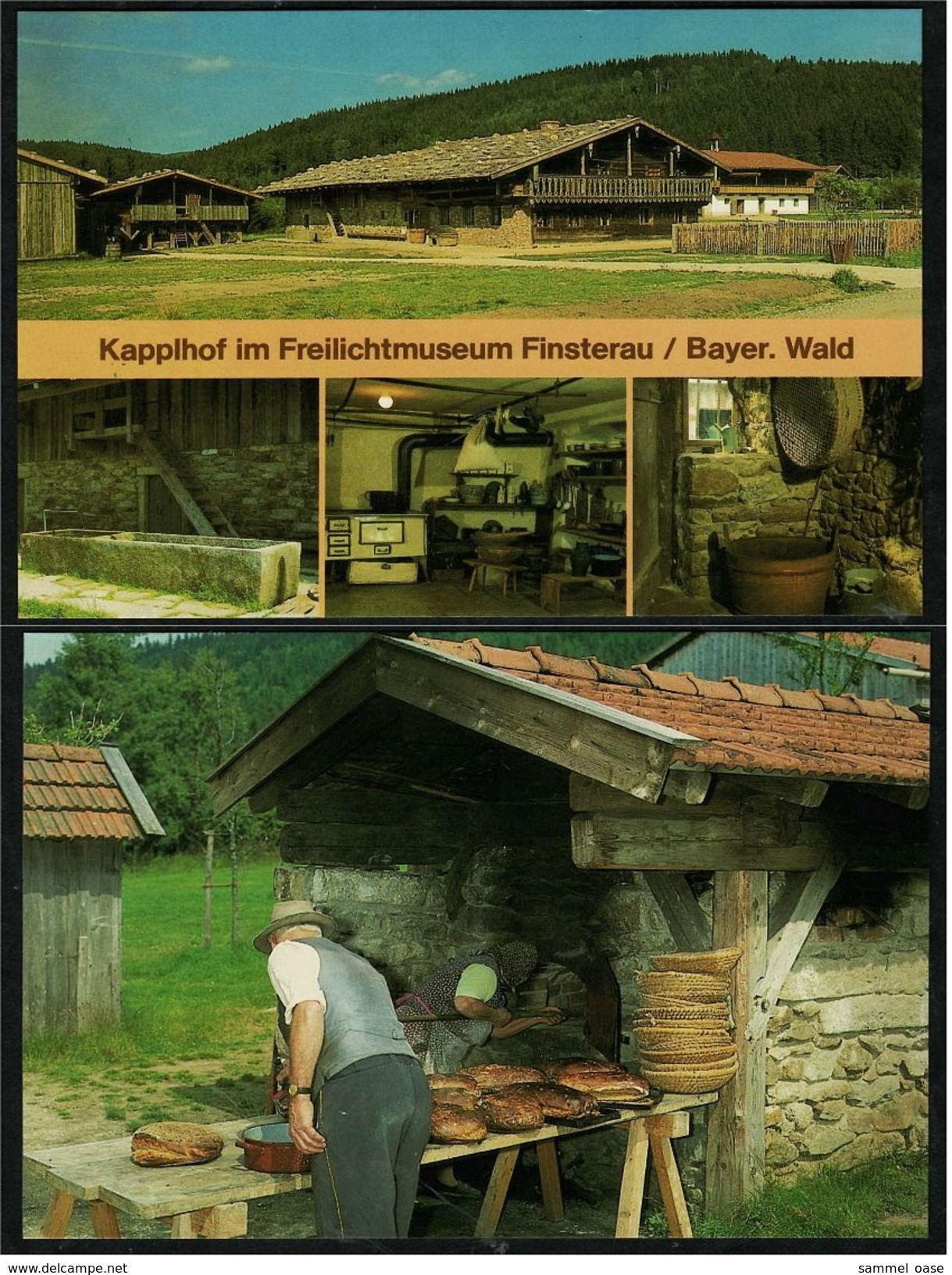 2 X Freilichtmuseum Finsterau Bayer. Wald : Kapplhof / Bauernbrotbacken  -  Ansichtskarten Ca.1970    (7387) - Freyung