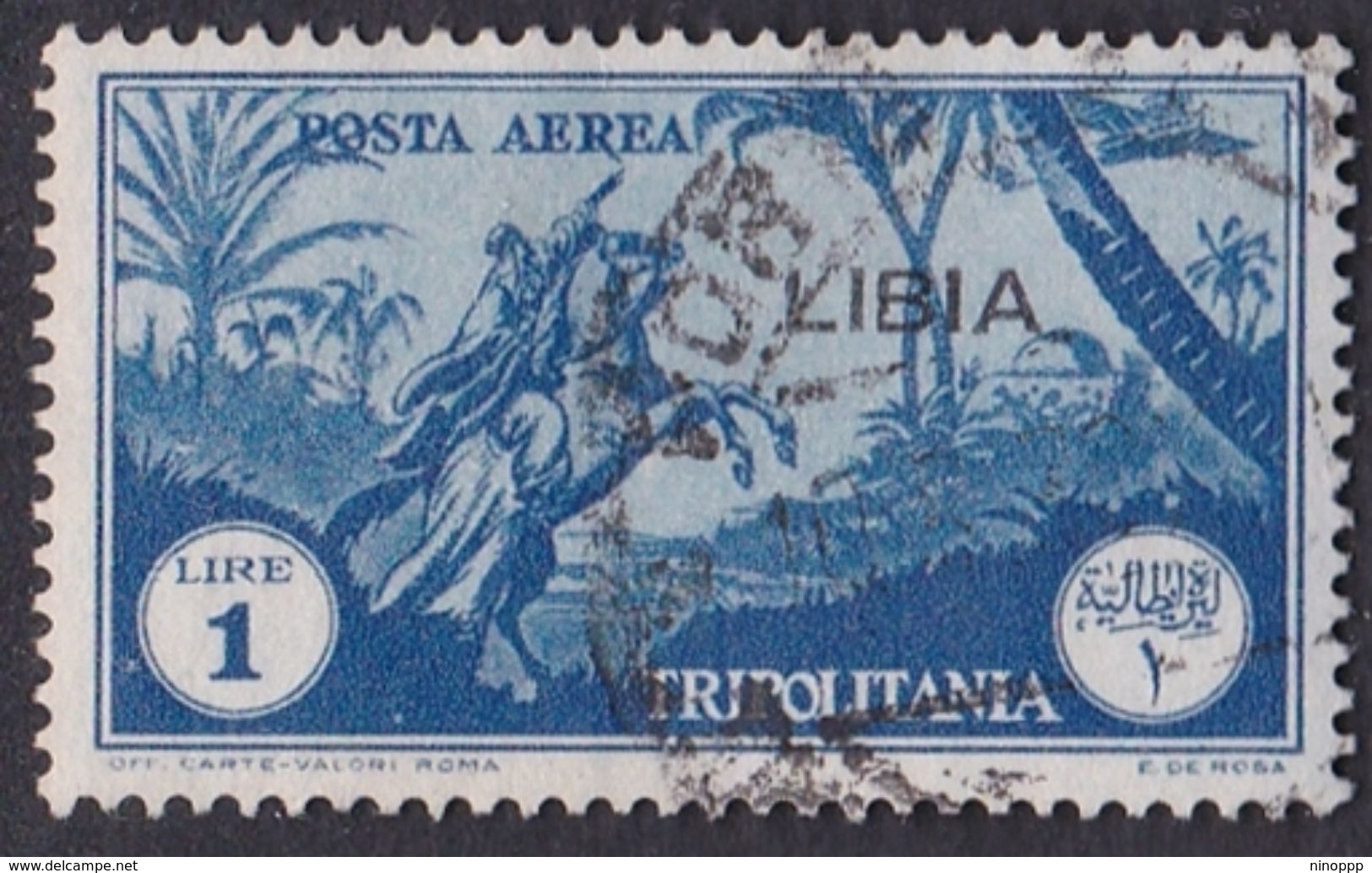 Italy-Colonies And Territories-Libya AP 29  1937 Overprinted 1 Lira Blue ,used - Libya