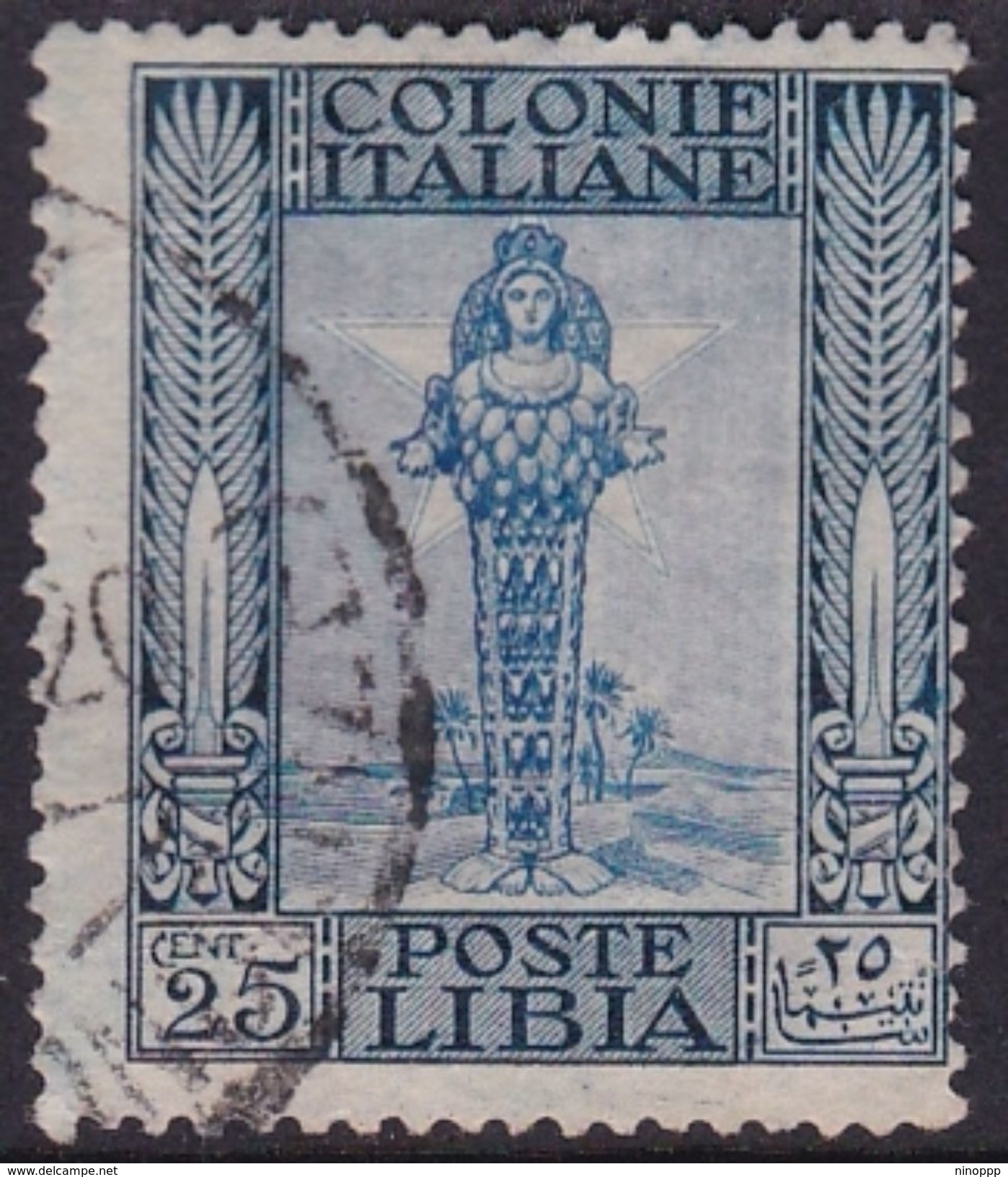 Italy-Colonies And Territories-Libya S 26 1921 ,Pictorials, 25c Diana Of Ephesus,used - Libya